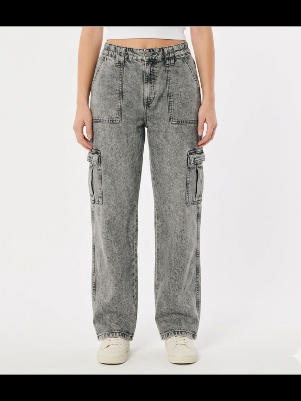 Garage Women's Gray Acid-Wash Boyfriend Cargo Jeans 27W